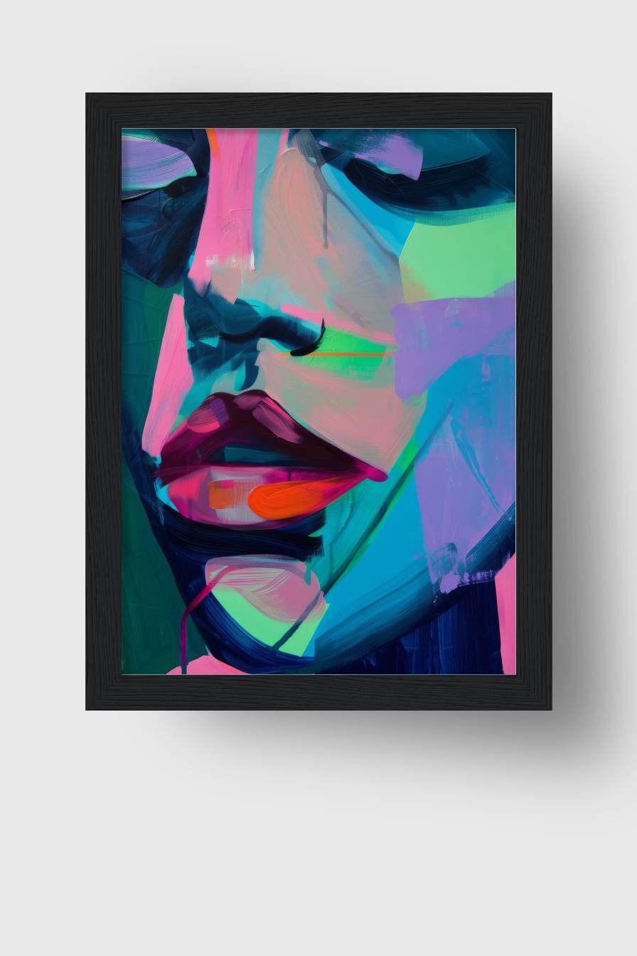 Digitale Kunst Poster Mund farbig abstrakt rot blau grün