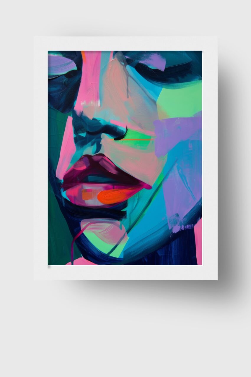 Digitale Kunst Poster Mund farbig abstrakt rot blau grün