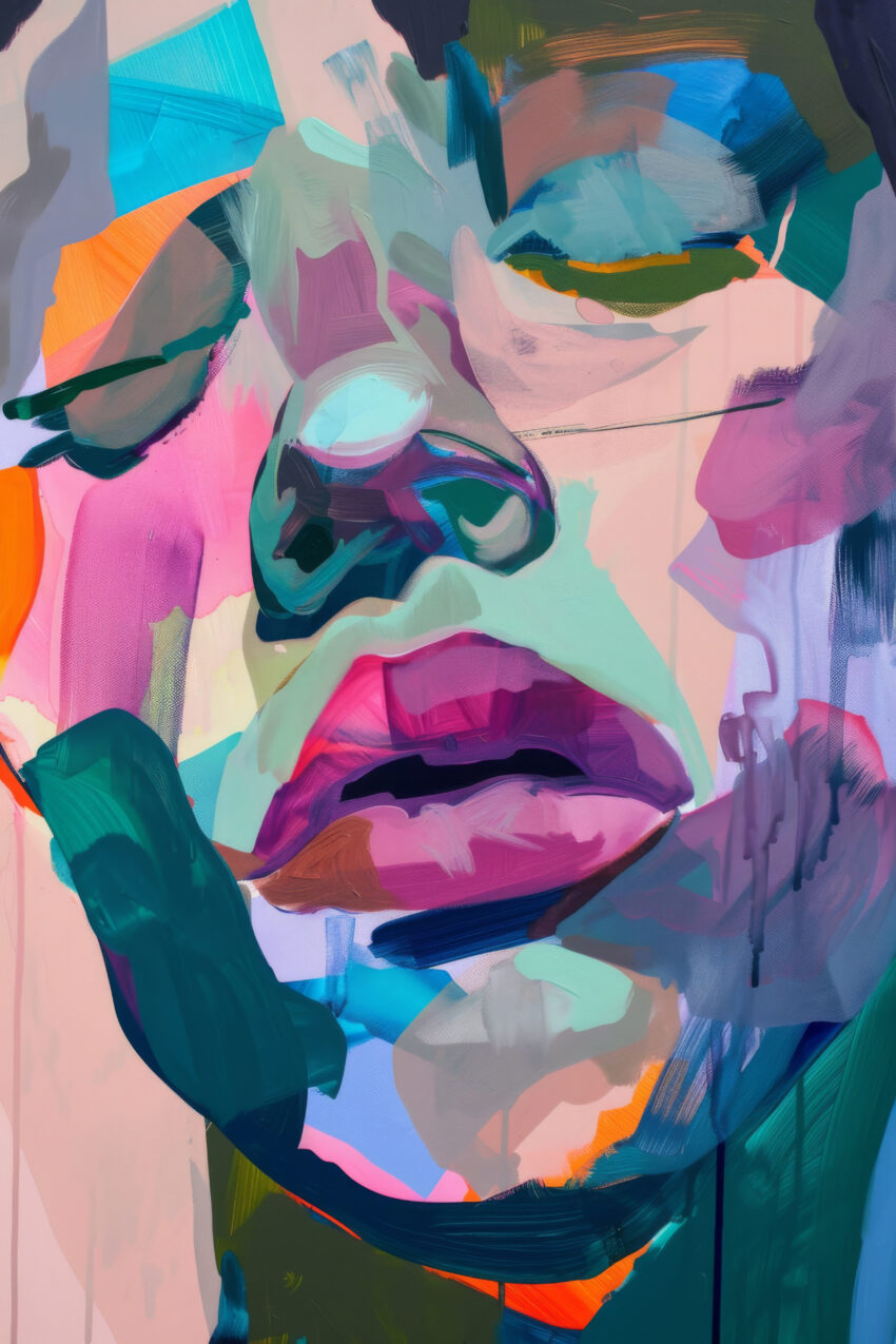 Digitale Kunst Poster Gesicht bunte Farbflächen abstrakt