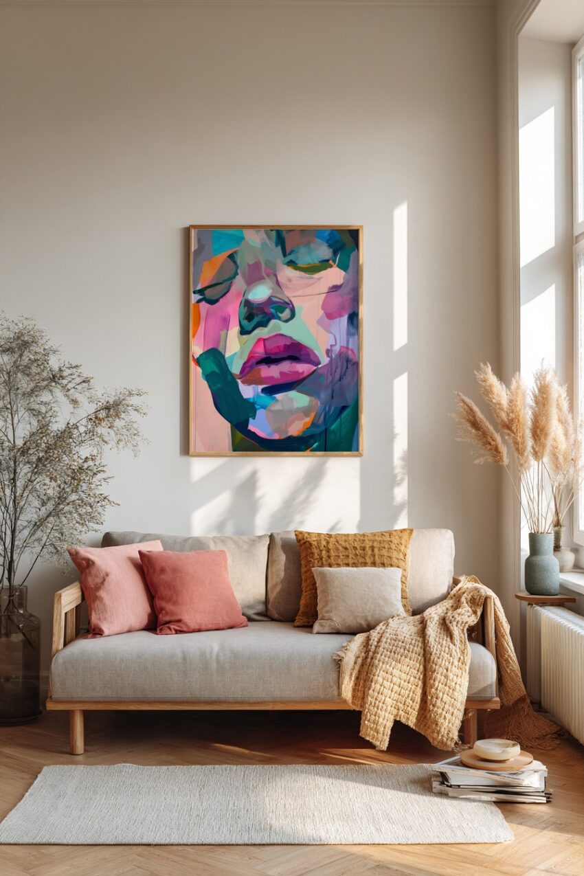 Digitale Kunst Poster Gesicht bunte Farbflächen abstrakt