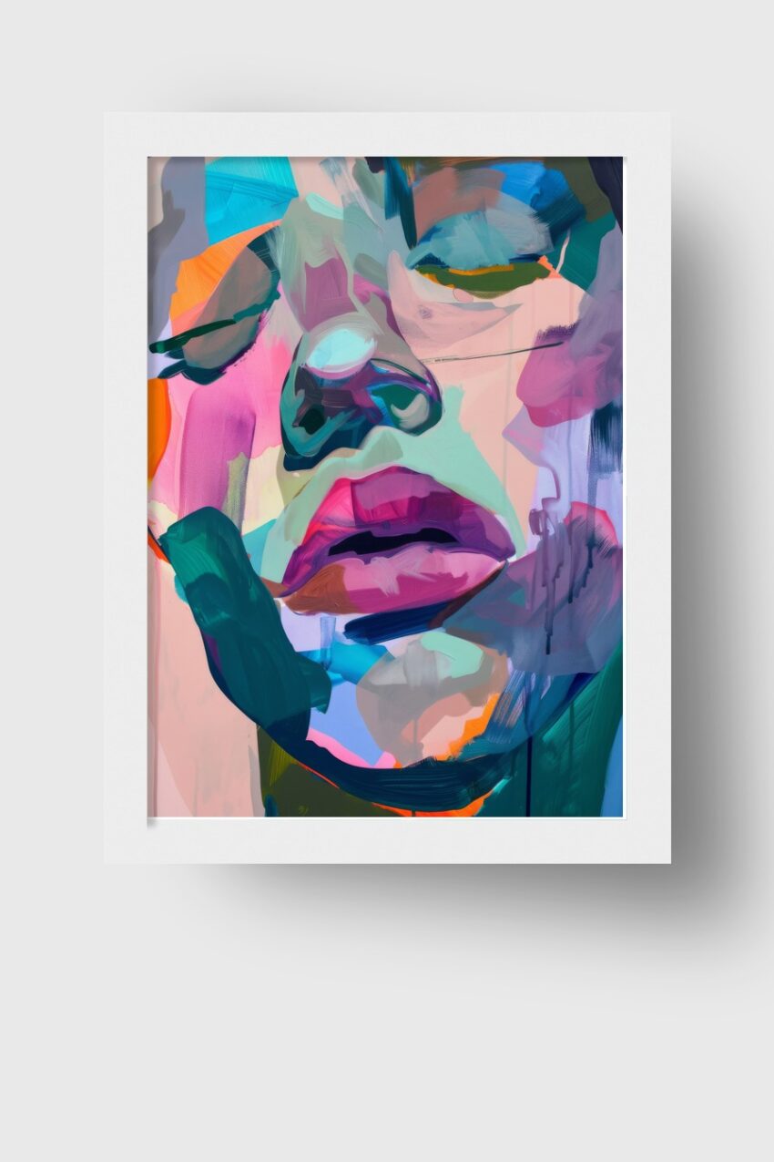 Digitale Kunst Poster Gesicht bunte Farbflächen abstrakt