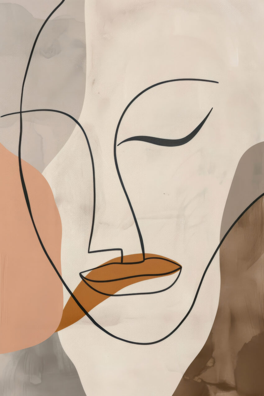 Illustration Poster Gesicht Linie beige braun minimalistisch