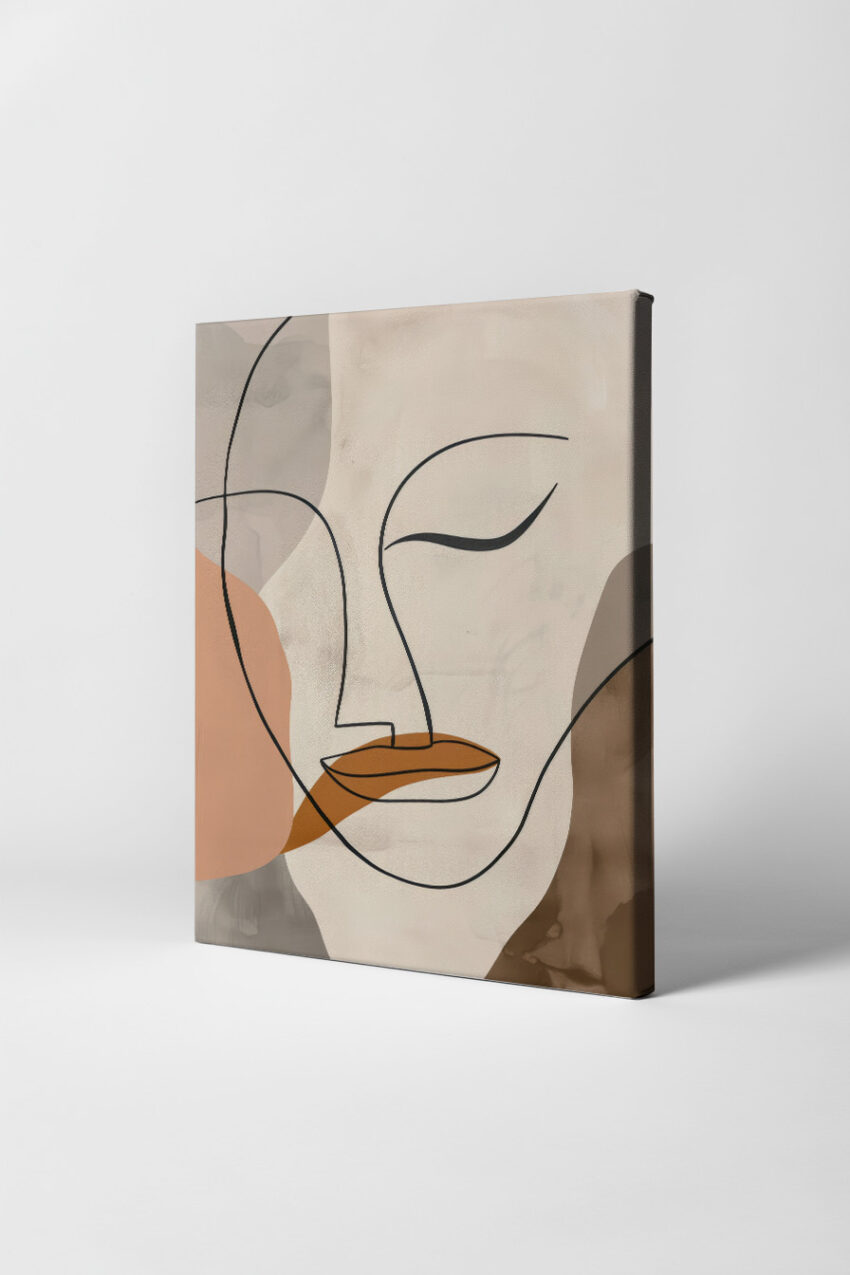 Illustration Poster Gesicht Linie beige braun minimalistisch