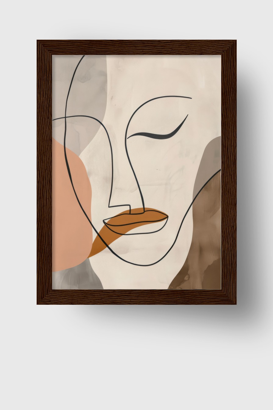 Illustration Poster Gesicht Linie beige braun minimalistisch