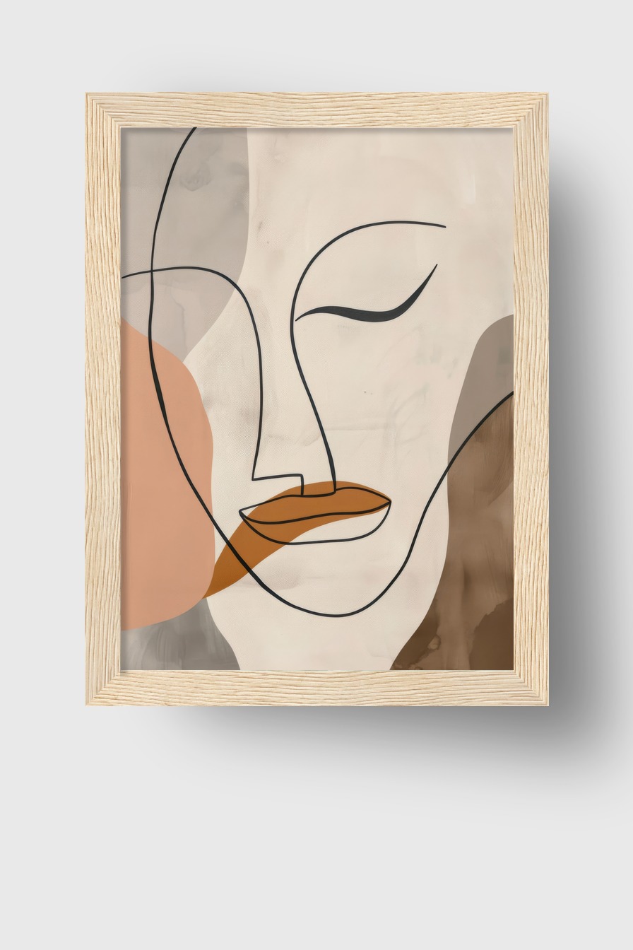 Illustration Poster Gesicht Linie beige braun minimalistisch
