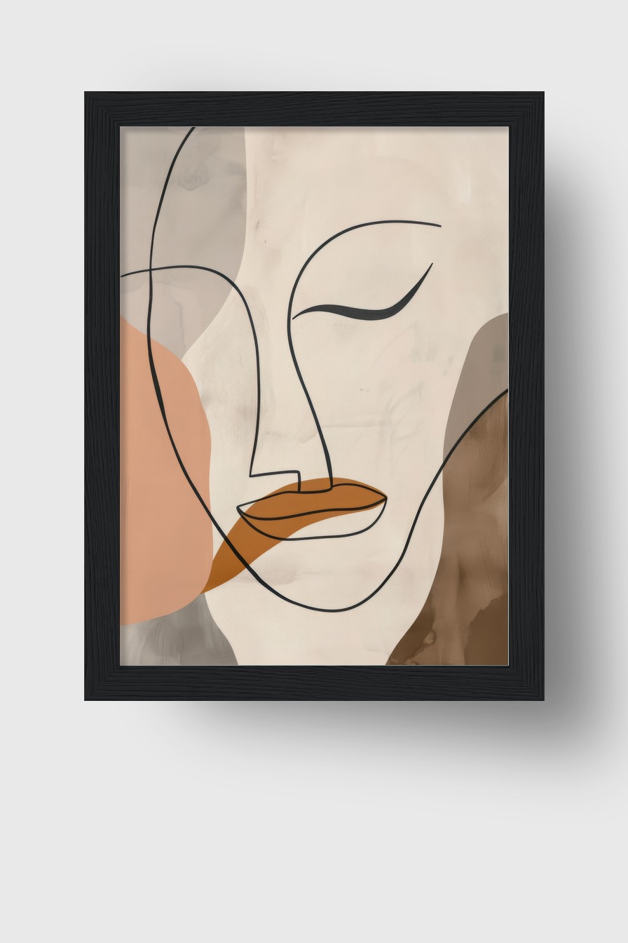 Illustration Poster Gesicht Linie beige braun minimalistisch