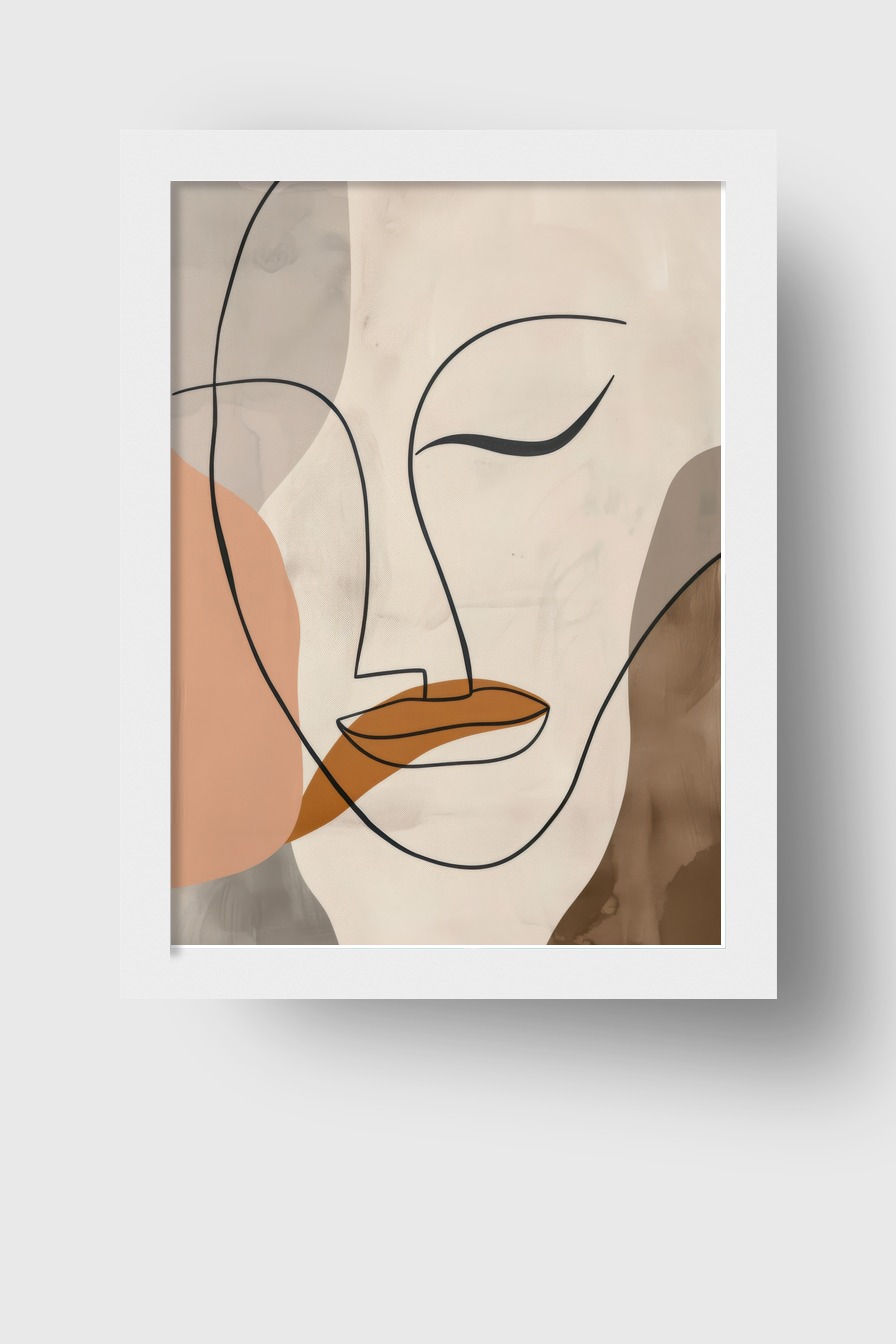 Illustration Poster Gesicht Linie beige braun minimalistisch