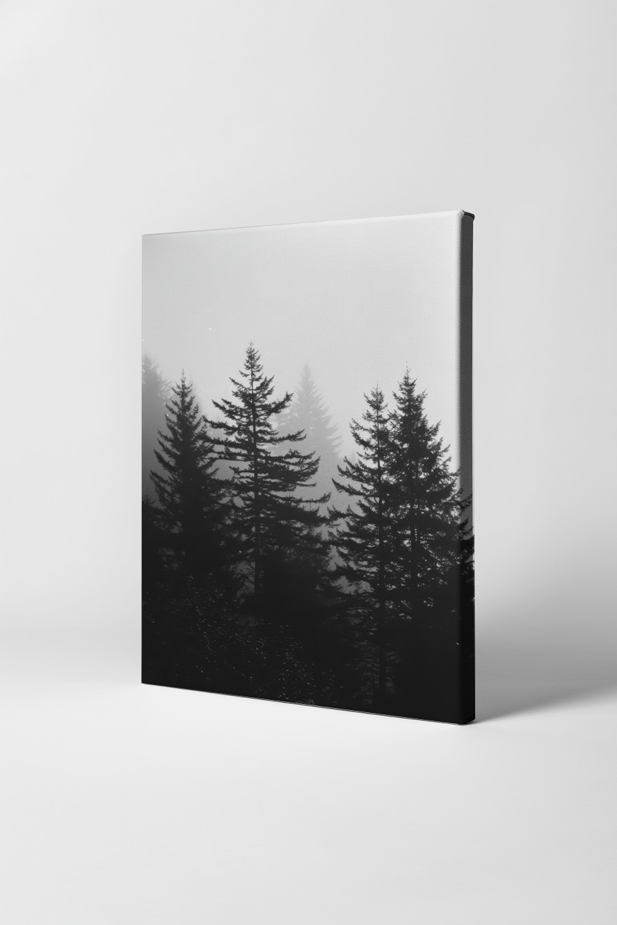 Fotografie Poster Wald Nebel schwarz-weiß