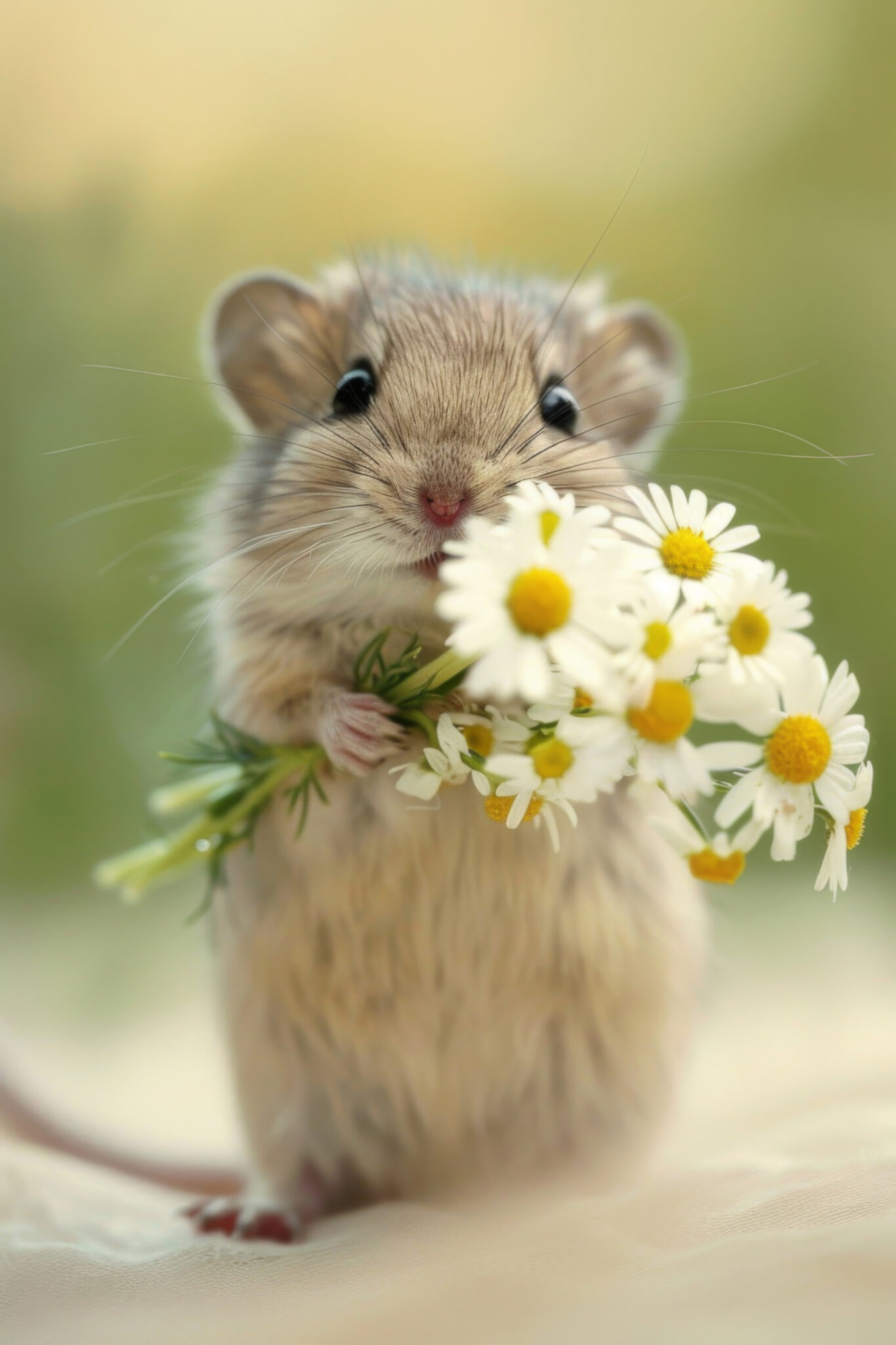 Fotografie Poster Maus mit Blumen zart natürlich