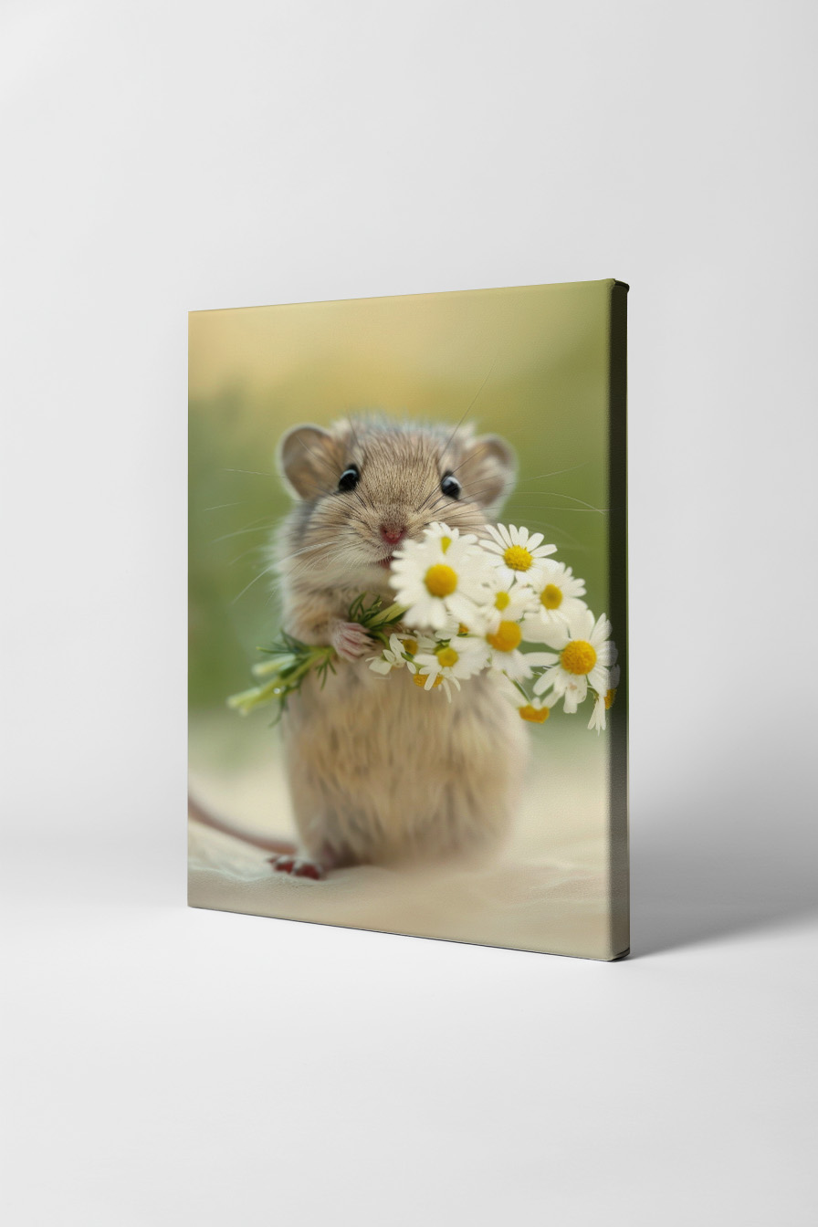 Fotografie Poster Maus mit Blumen zart natürlich