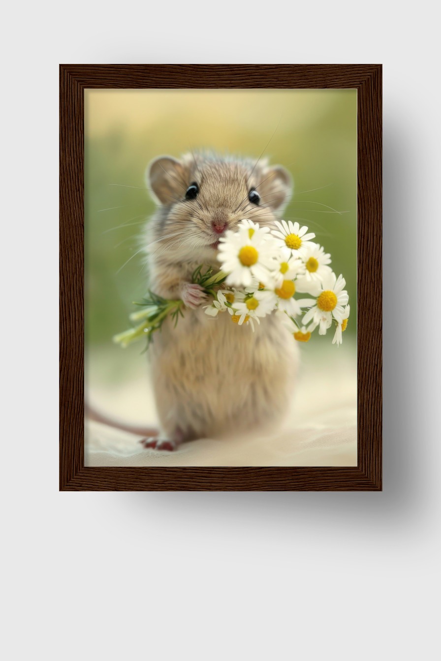 Fotografie Poster Maus mit Blumen zart natürlich