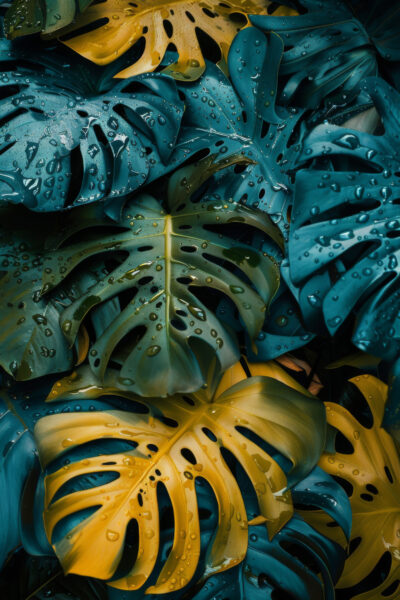 Monstera Tropfen Nah Poster