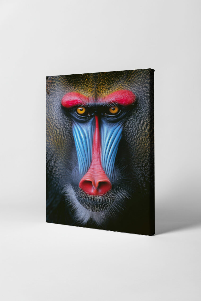 Fotografie Poster Mandrill Gesicht Nah intensiv bunt