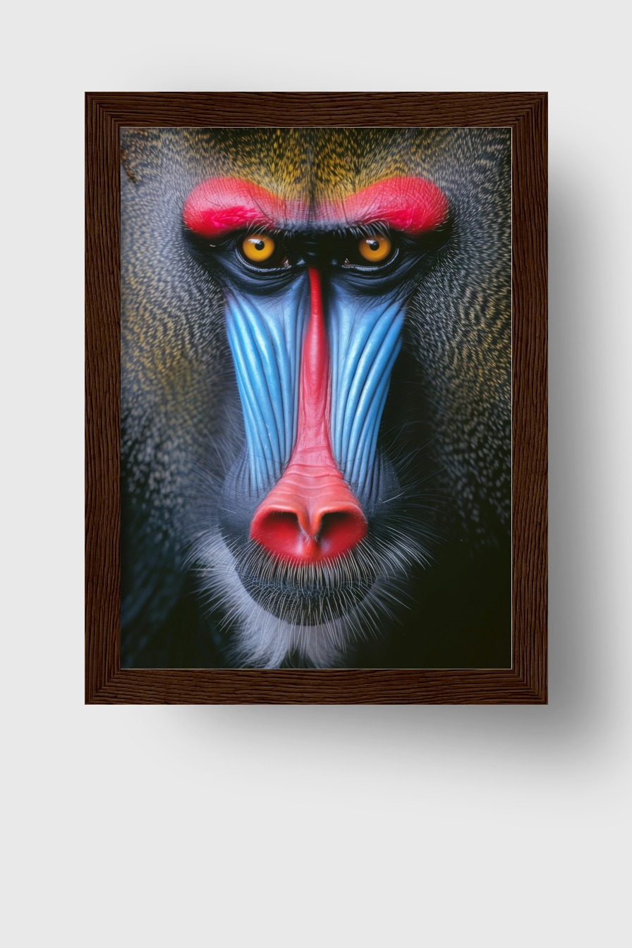 Fotografie Poster Mandrill Gesicht Nah intensiv bunt