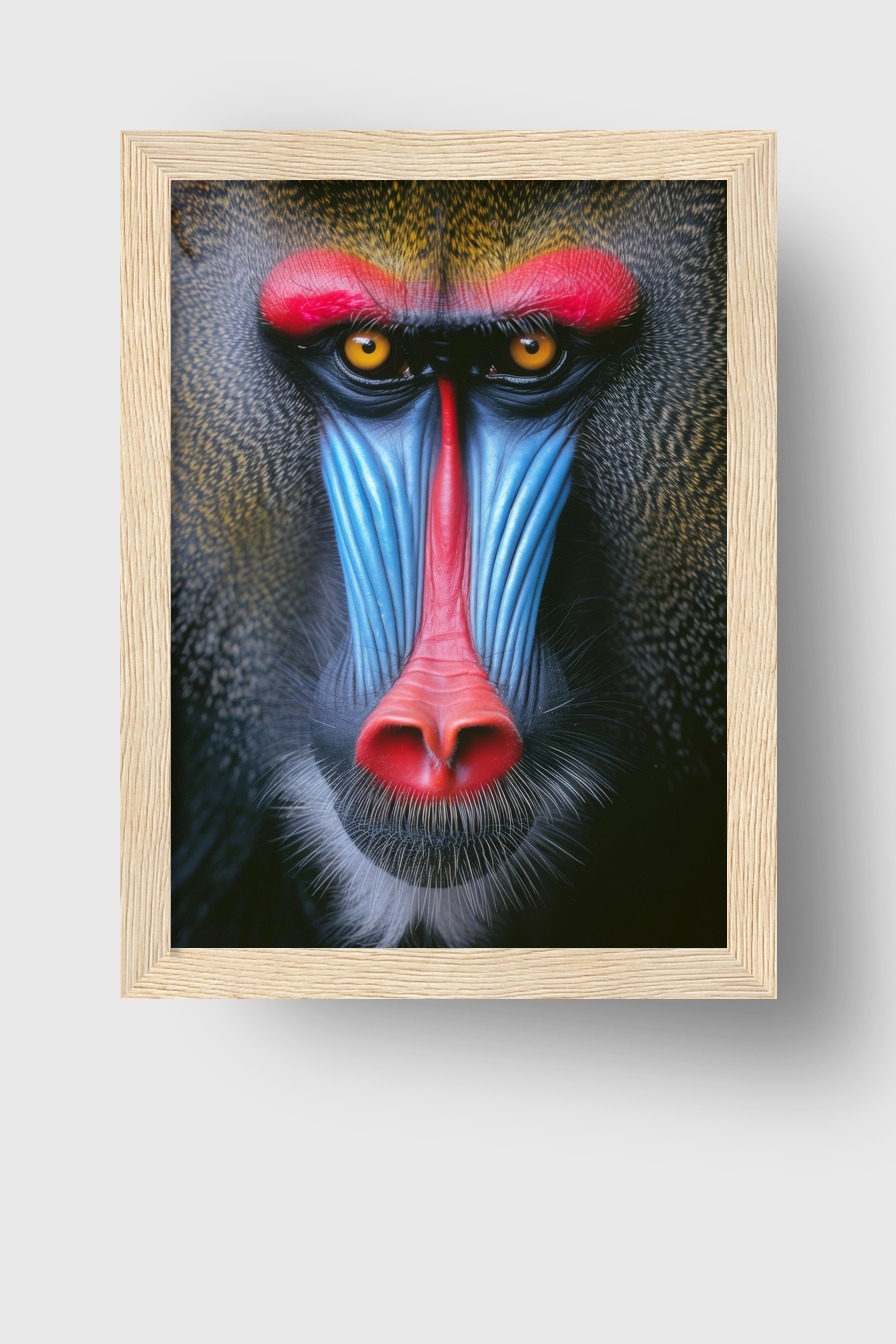 Fotografie Poster Mandrill Gesicht Nah intensiv bunt