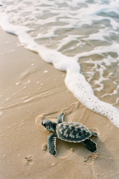 Schildkröte am Strand Leinwandbild