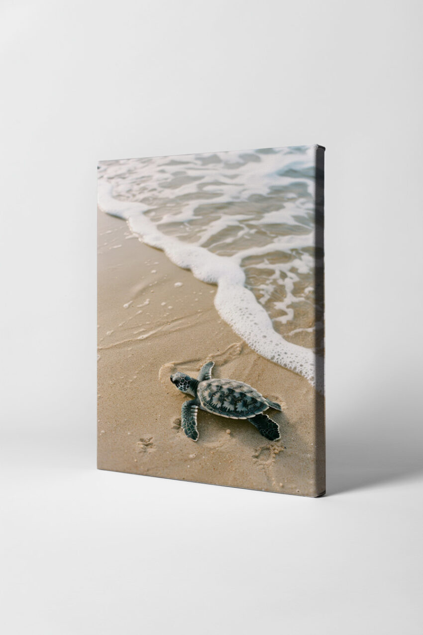 Fotografie Poster Schildkröte am Strand natur sand wasser