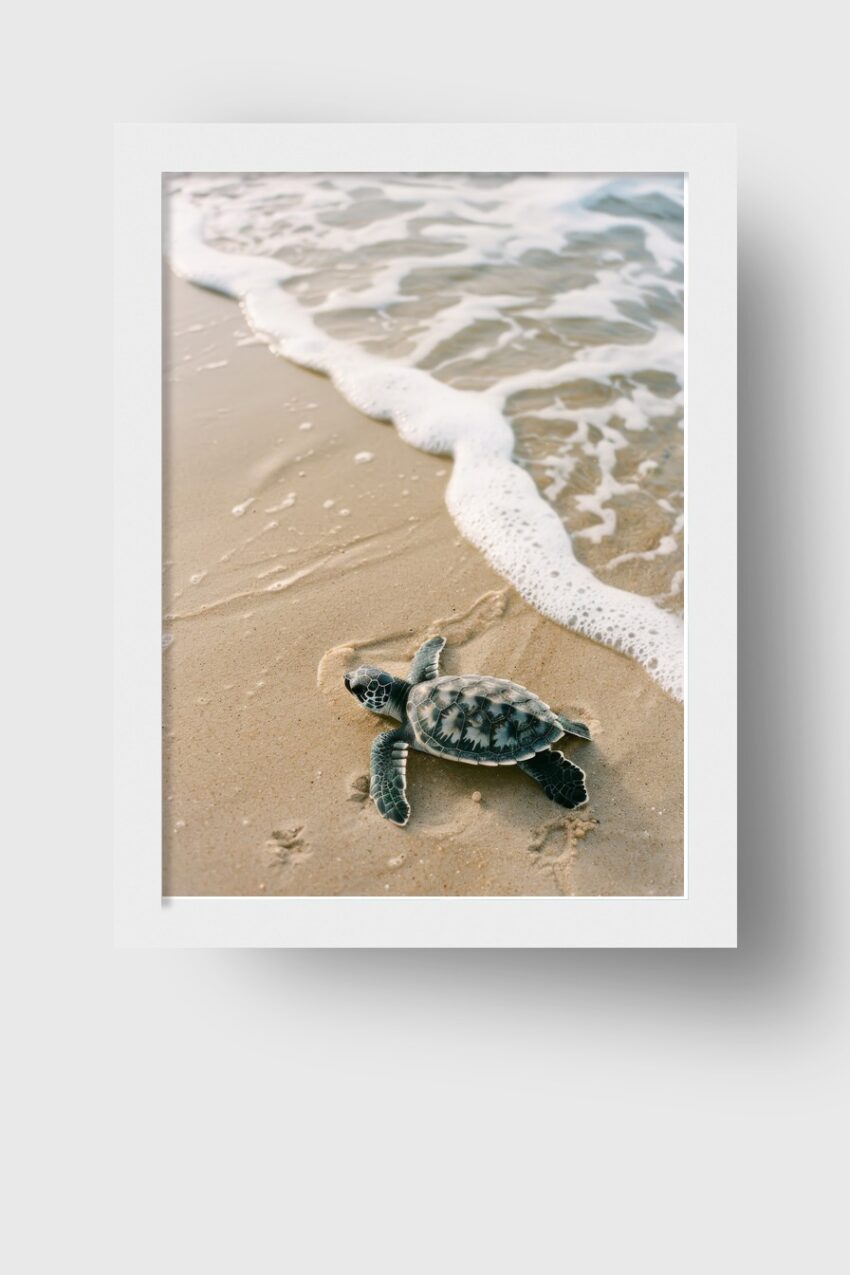 Fotografie Poster Schildkröte am Strand natur sand wasser