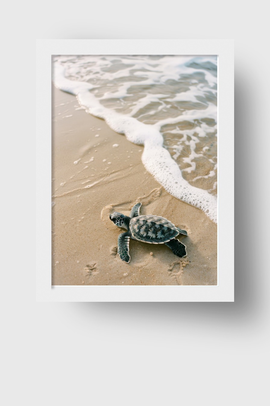 Fotografie Poster Schildkröte am Strand natur sand wasser