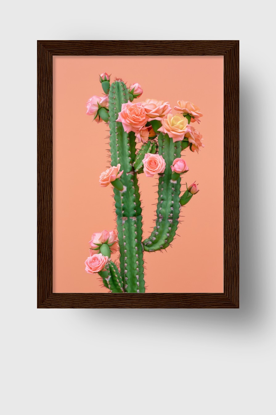 Fotografie Poster Kaktus Rosen grün rosa minimal