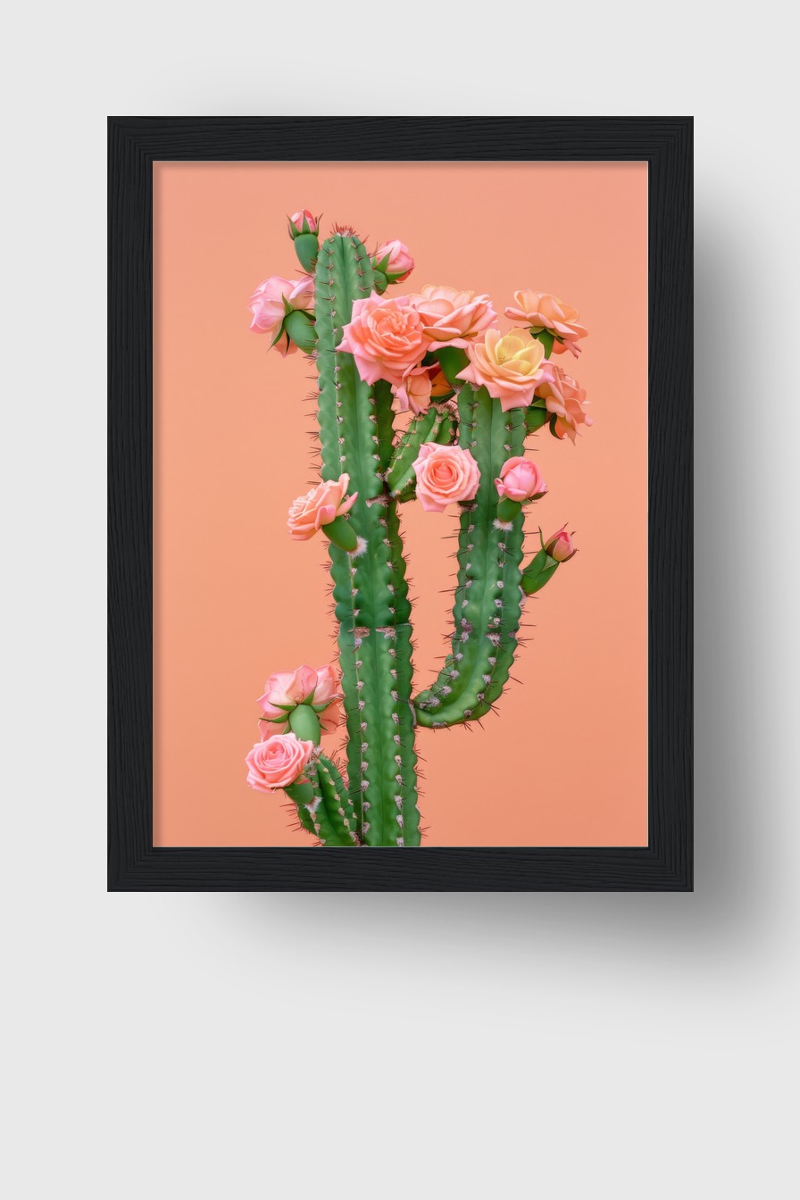 Fotografie Poster Kaktus Rosen grün rosa minimal