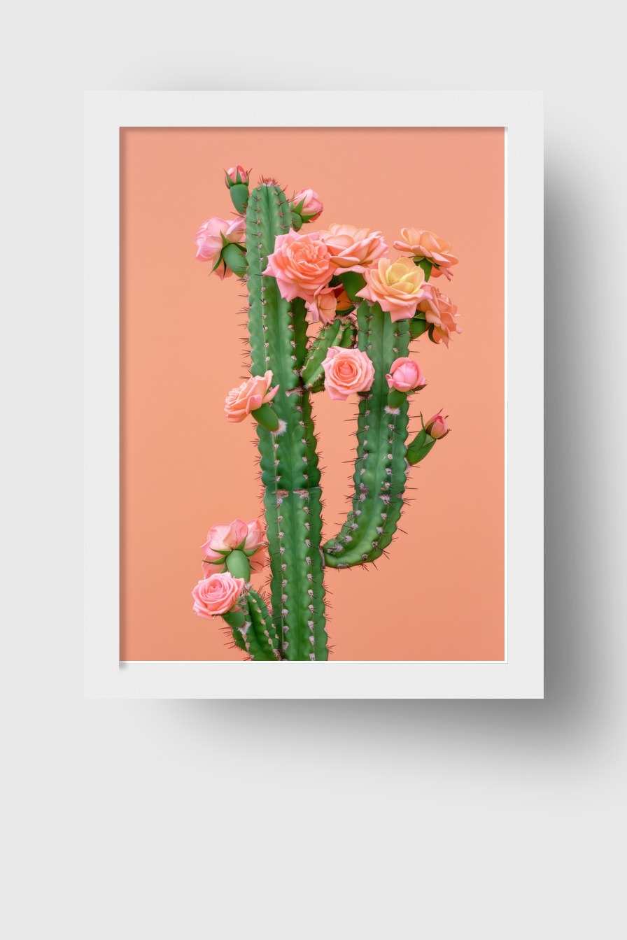 Fotografie Poster Kaktus Rosen grün rosa minimal