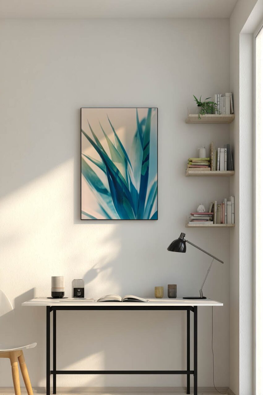 Fotografie Poster Agave Blaue Töne scharfe Spitzen