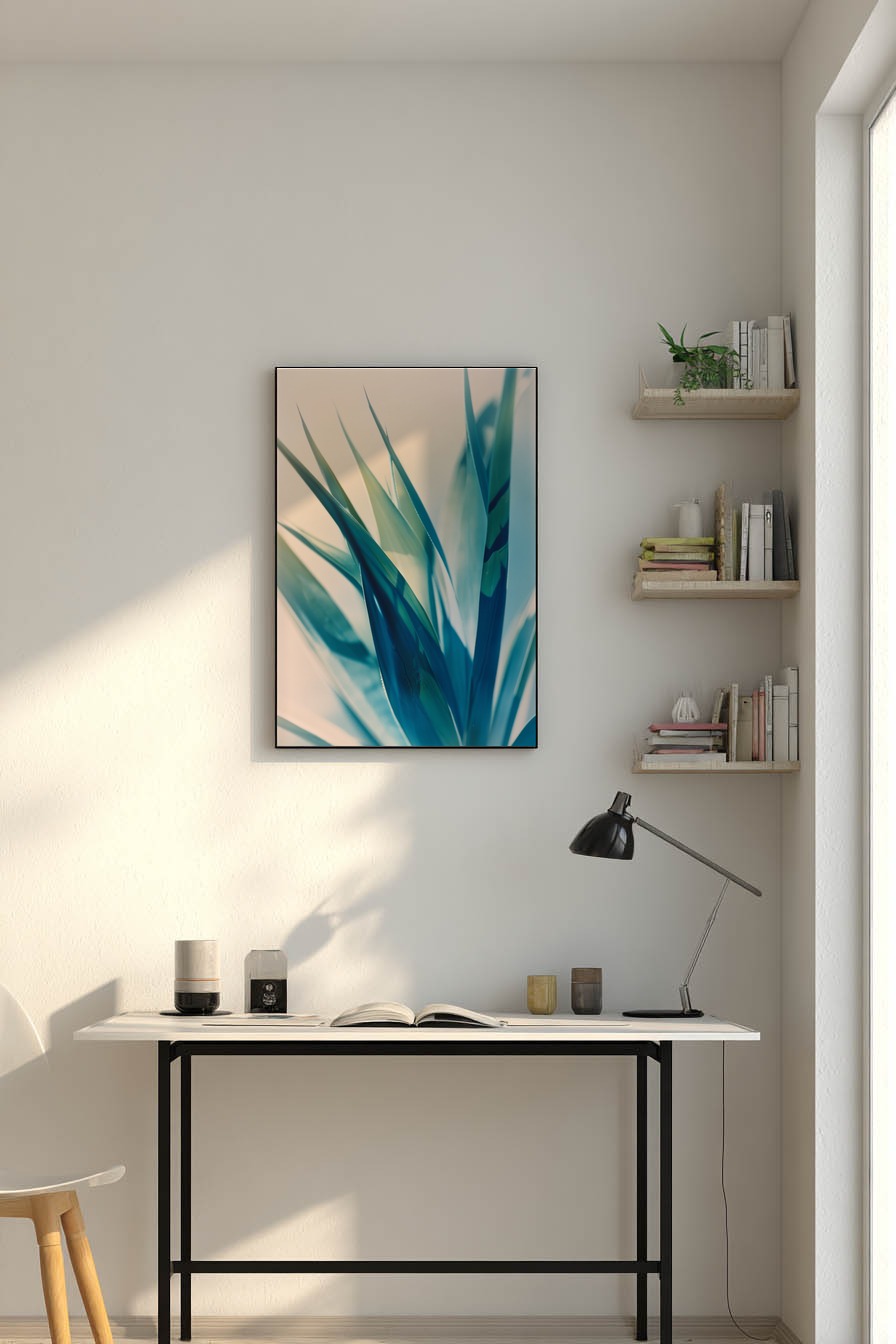 Fotografie Poster Agave Blaue Töne scharfe Spitzen