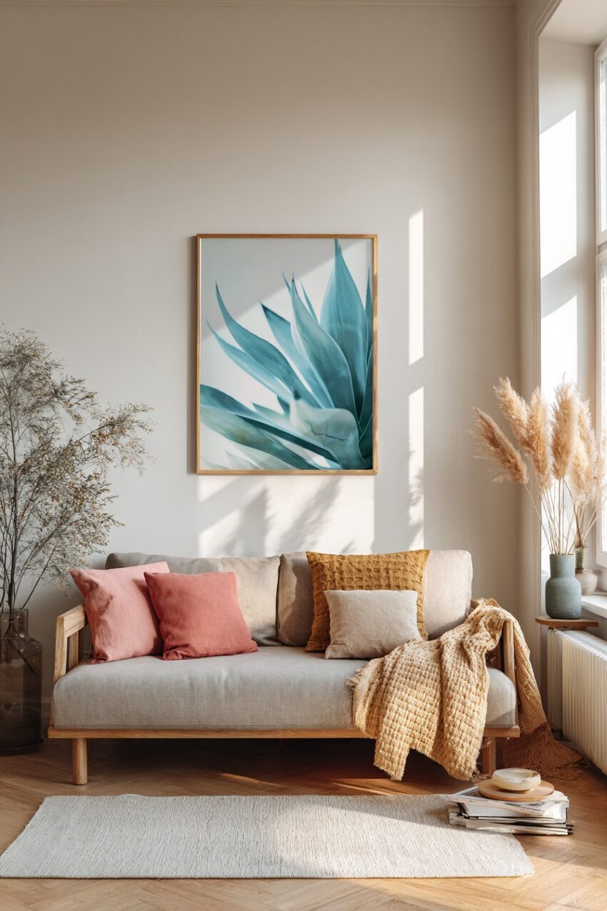 Fotografie Poster Agave Blattspitzen kühl blau grün