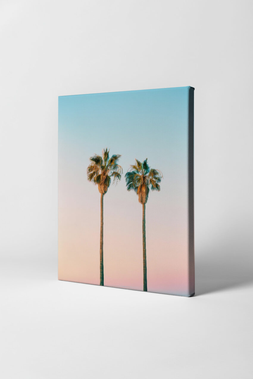 Fotografie Poster Palmen Paar pastellfarbig minimalistisch