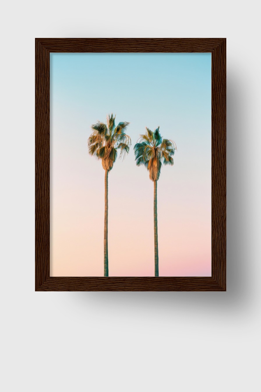 Fotografie Poster Palmen Paar pastellfarbig minimalistisch