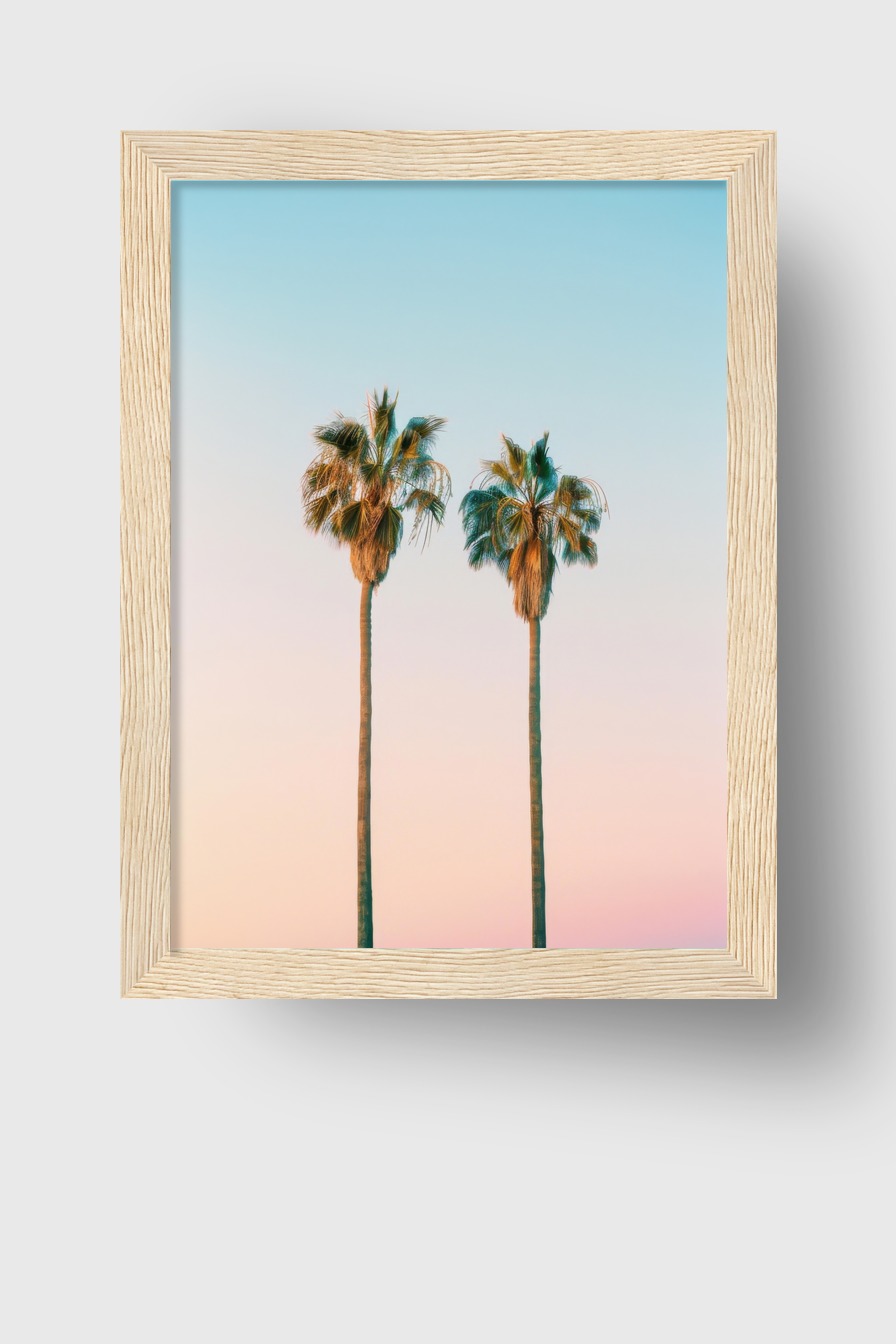 Fotografie Poster Palmen Paar pastellfarbig minimalistisch