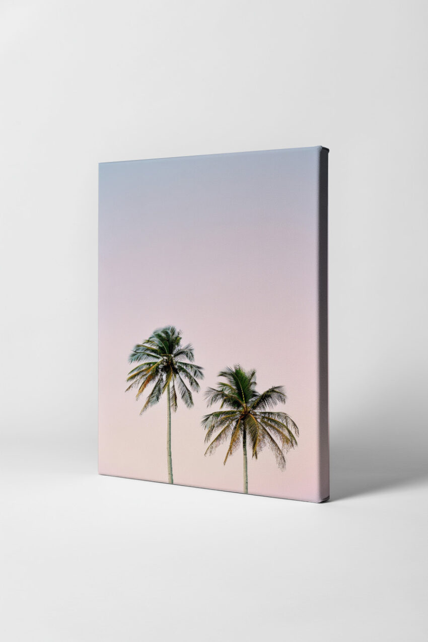 Fotografie Poster Palme Duo Pastell Himmel minimalistisch