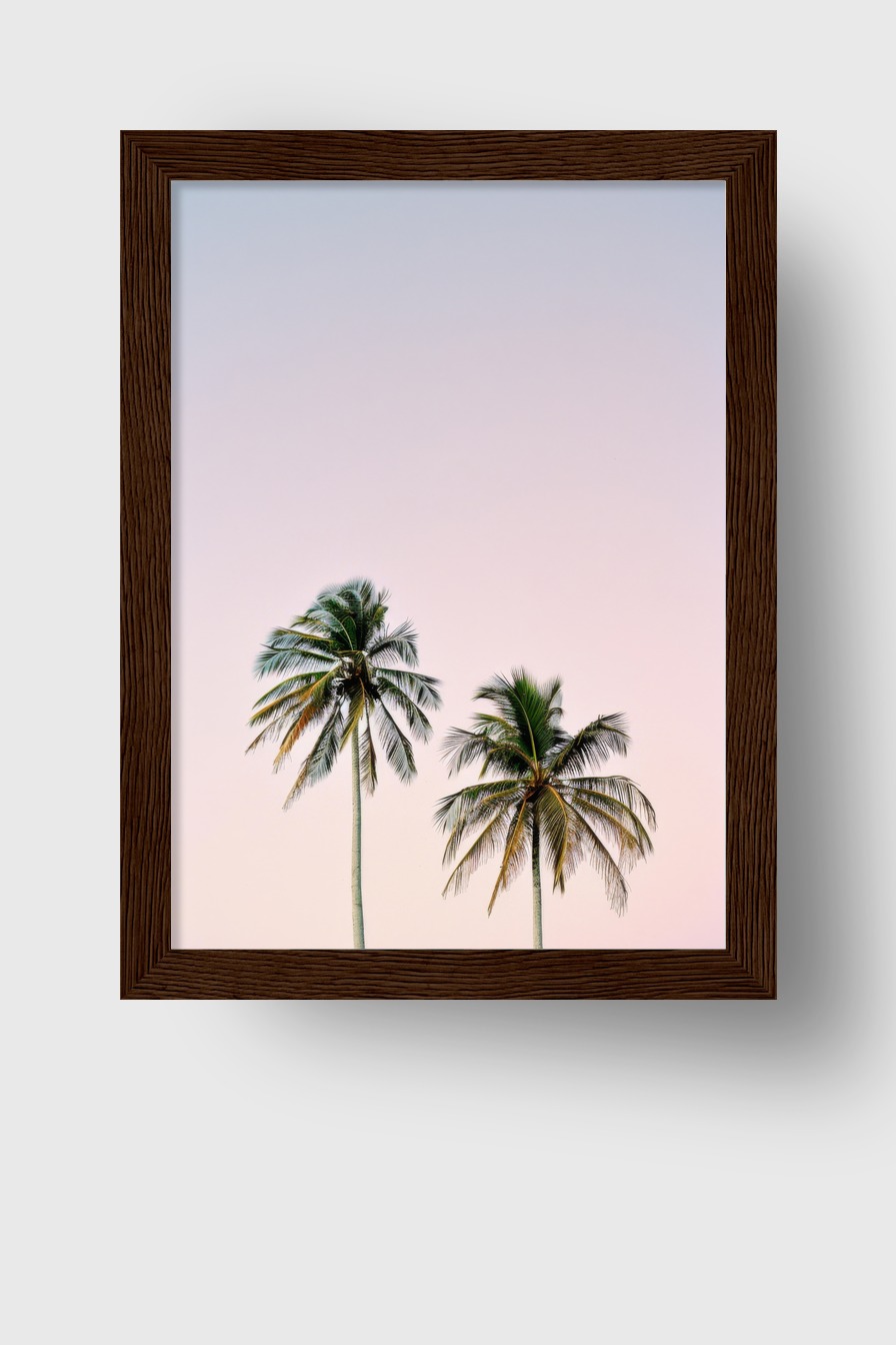 Fotografie Poster Palme Duo Pastell Himmel minimalistisch