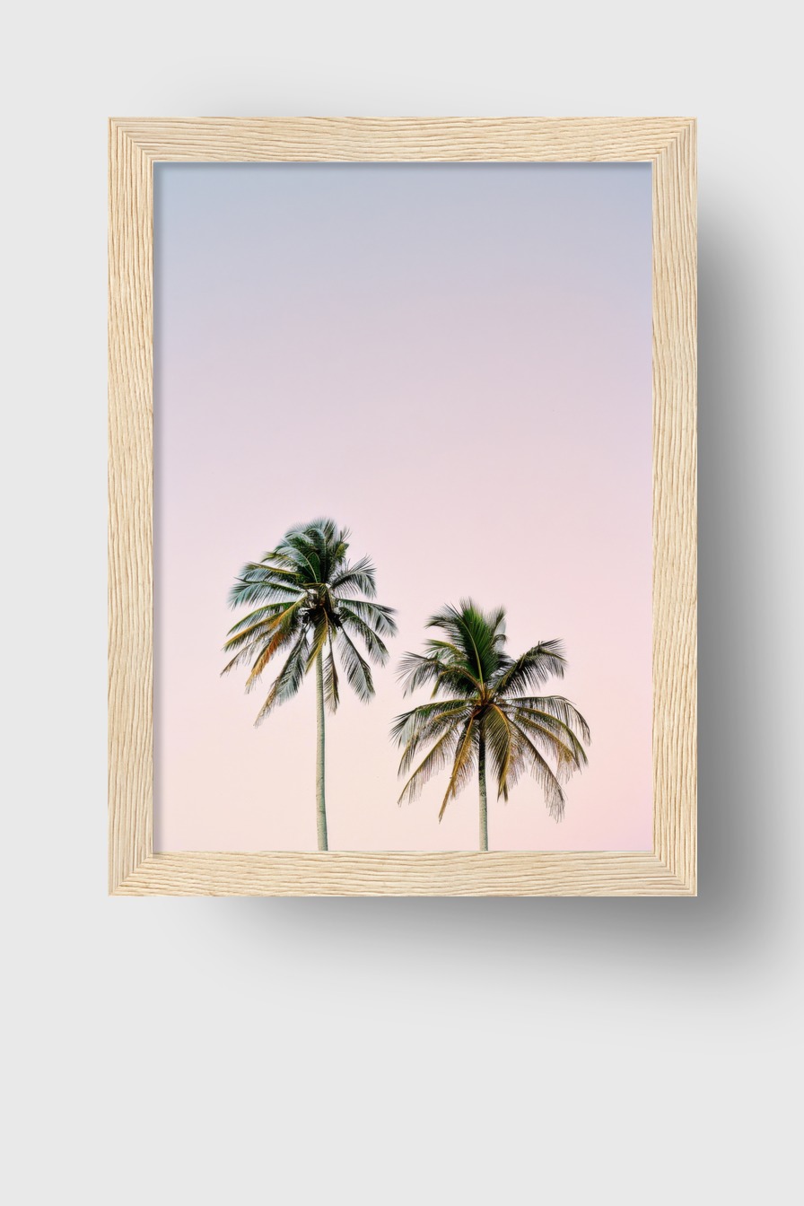 Fotografie Poster Palme Duo Pastell Himmel minimalistisch