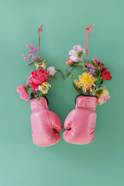 Boxhandschuhe mit Blumen Poster