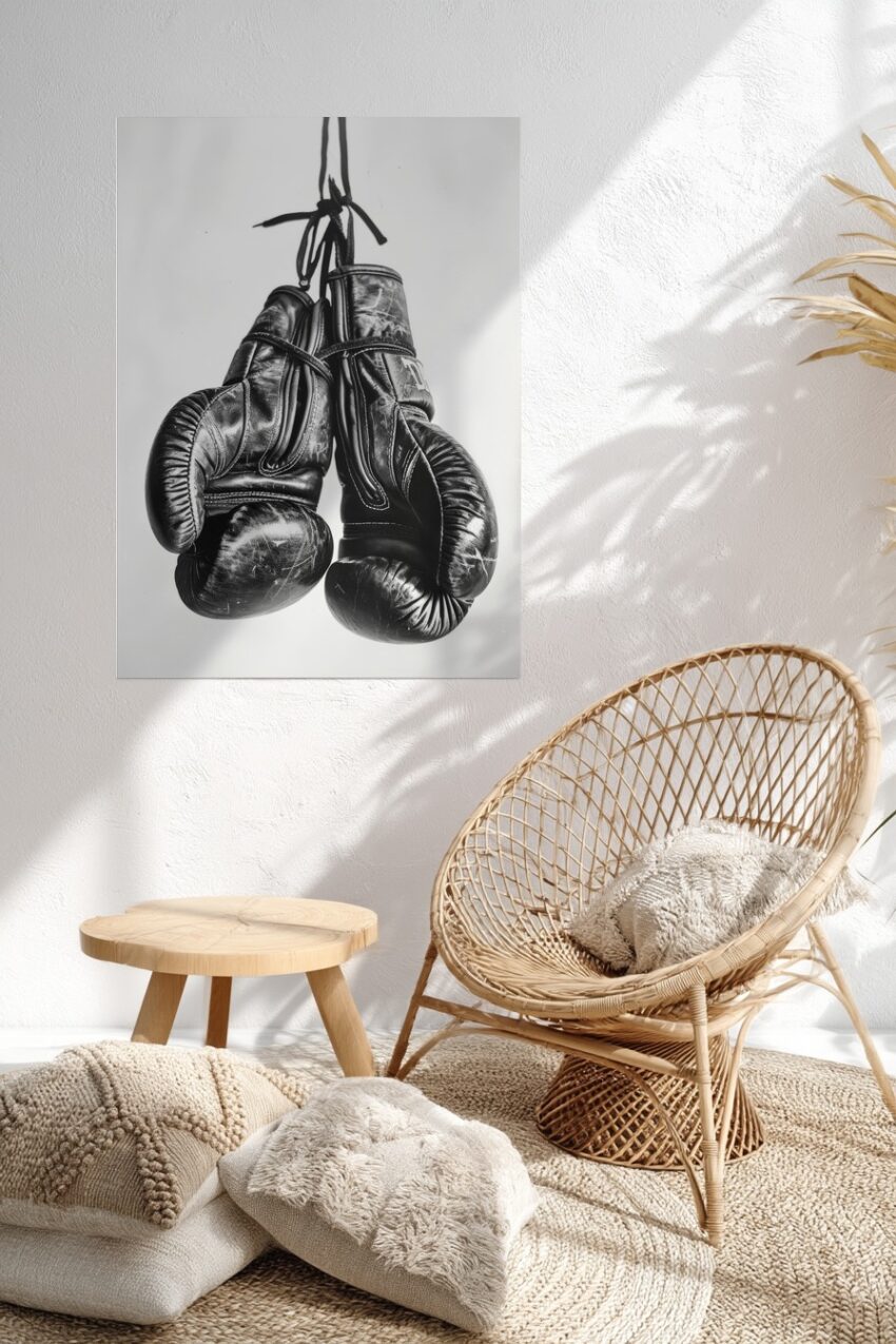 Fotografie Poster Boxhandschuhe schwarz-weiß gebraucht