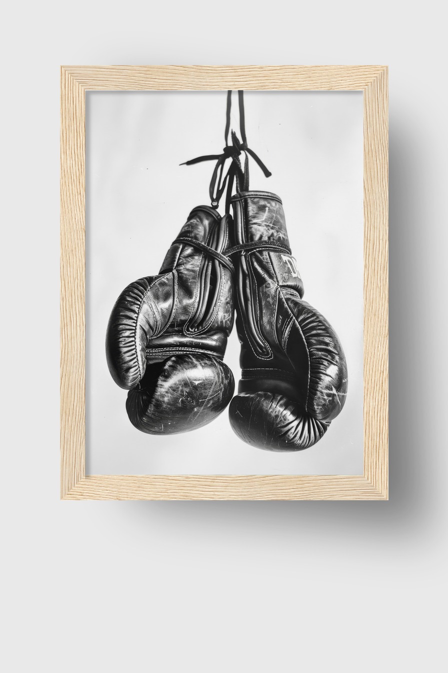 Fotografie Poster Boxhandschuhe schwarz-weiß gebraucht