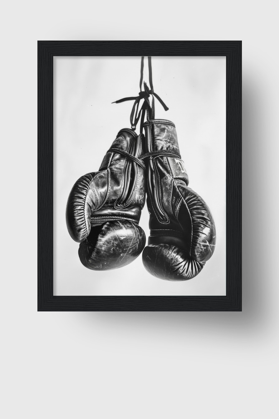 Fotografie Poster Boxhandschuhe schwarz-weiß gebraucht