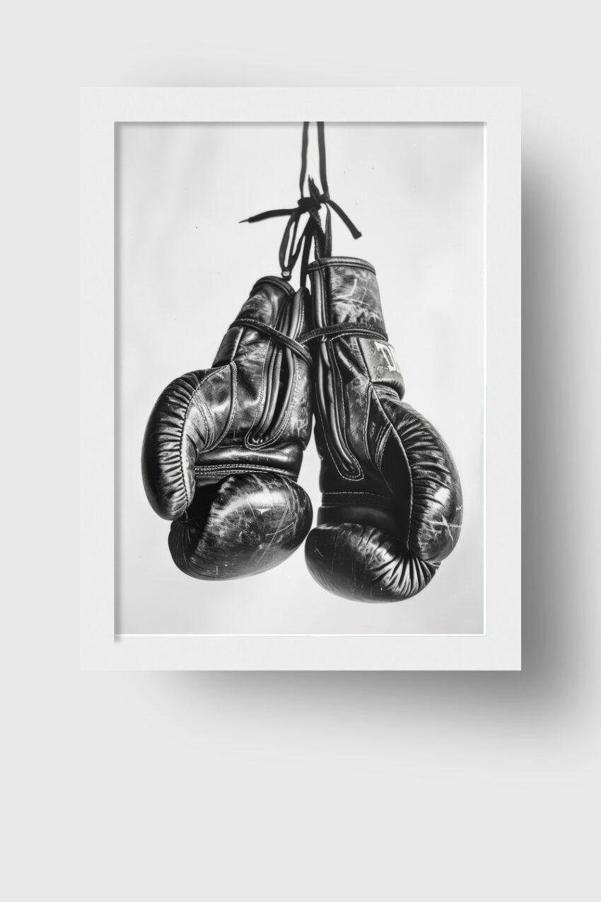 Fotografie Poster Boxhandschuhe schwarz-weiß gebraucht
