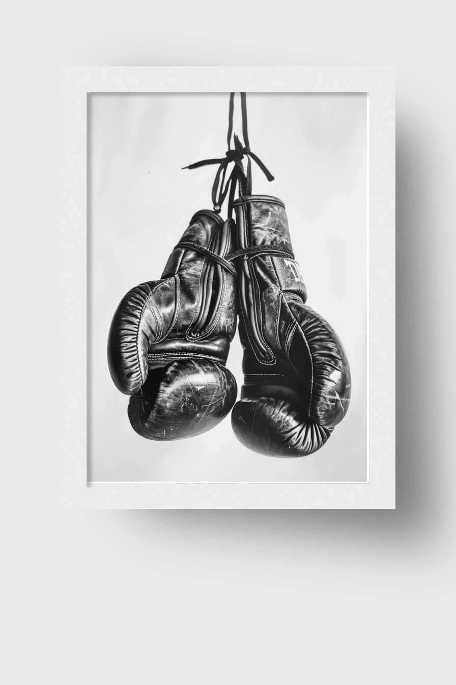 Fotografie Poster Boxhandschuhe schwarz-weiß gebraucht