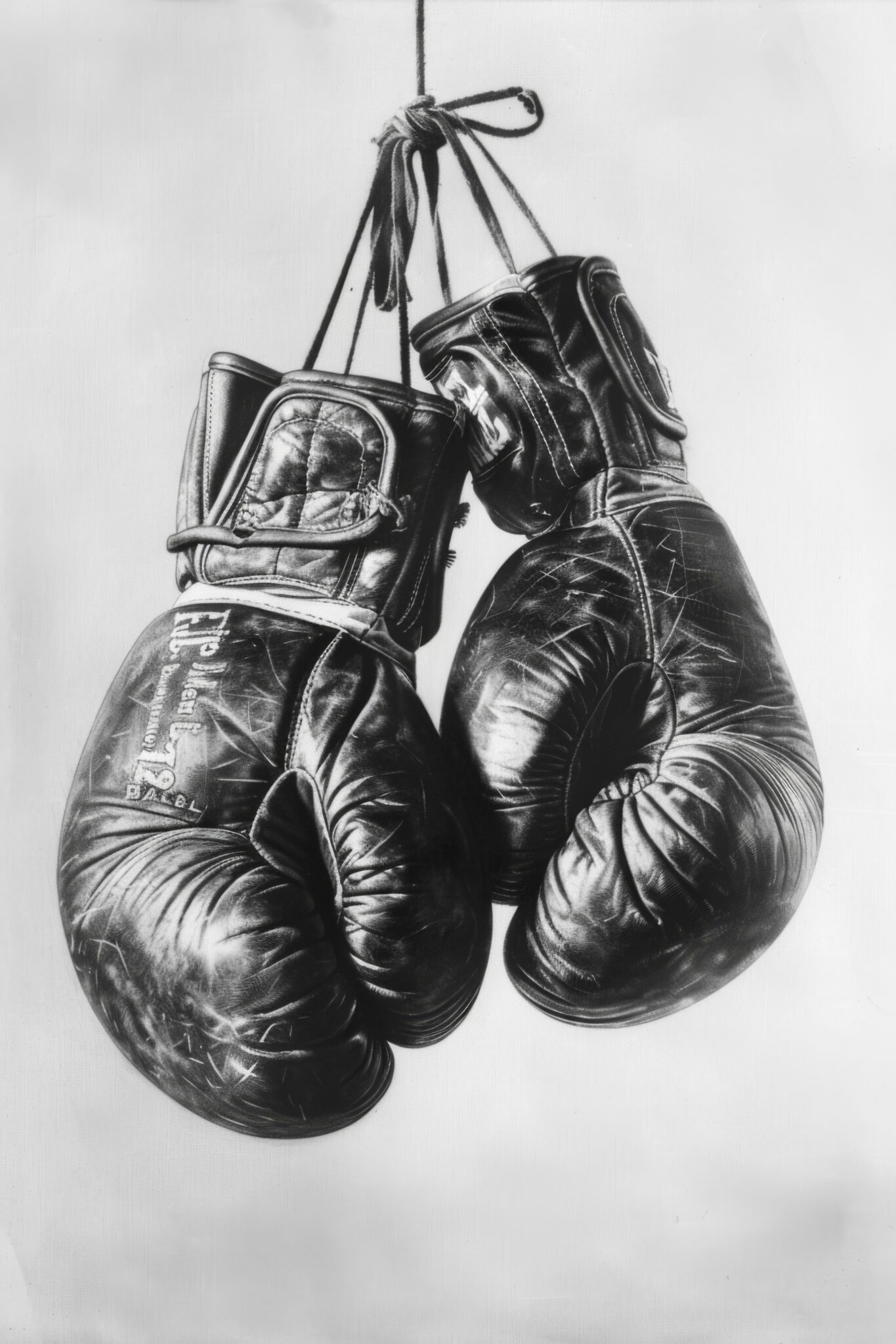 Fotografie Poster Boxhandschuhe schwarz-weiß vintage leder