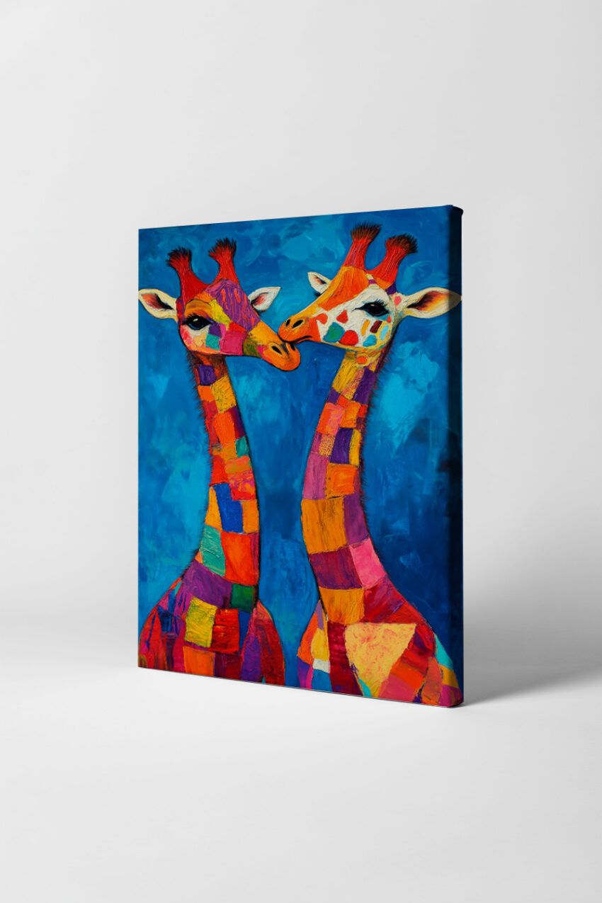 Malerei Poster Giraffen farbig bunt