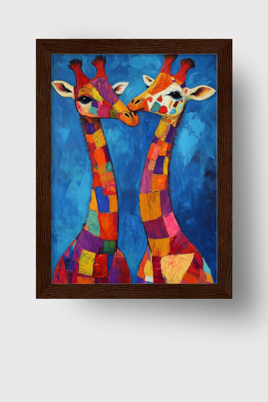 Malerei Poster Giraffen farbig bunt