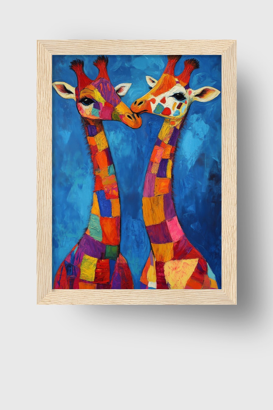 Malerei Poster Giraffen farbig bunt