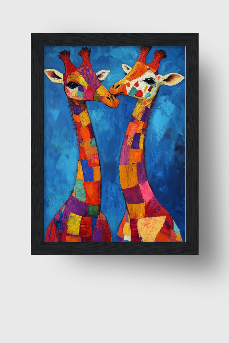Malerei Poster Giraffen farbig bunt