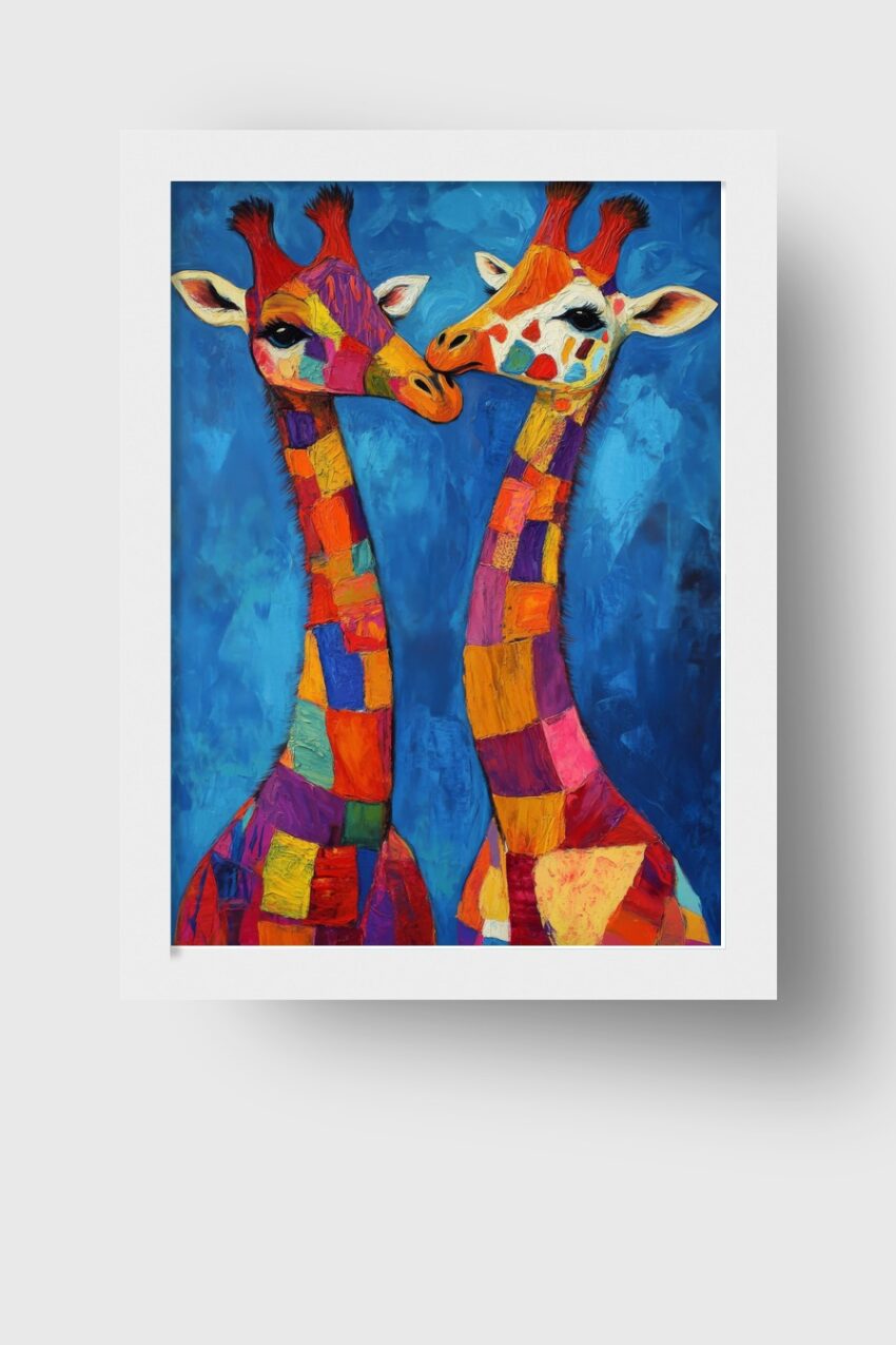 Malerei Poster Giraffen farbig bunt
