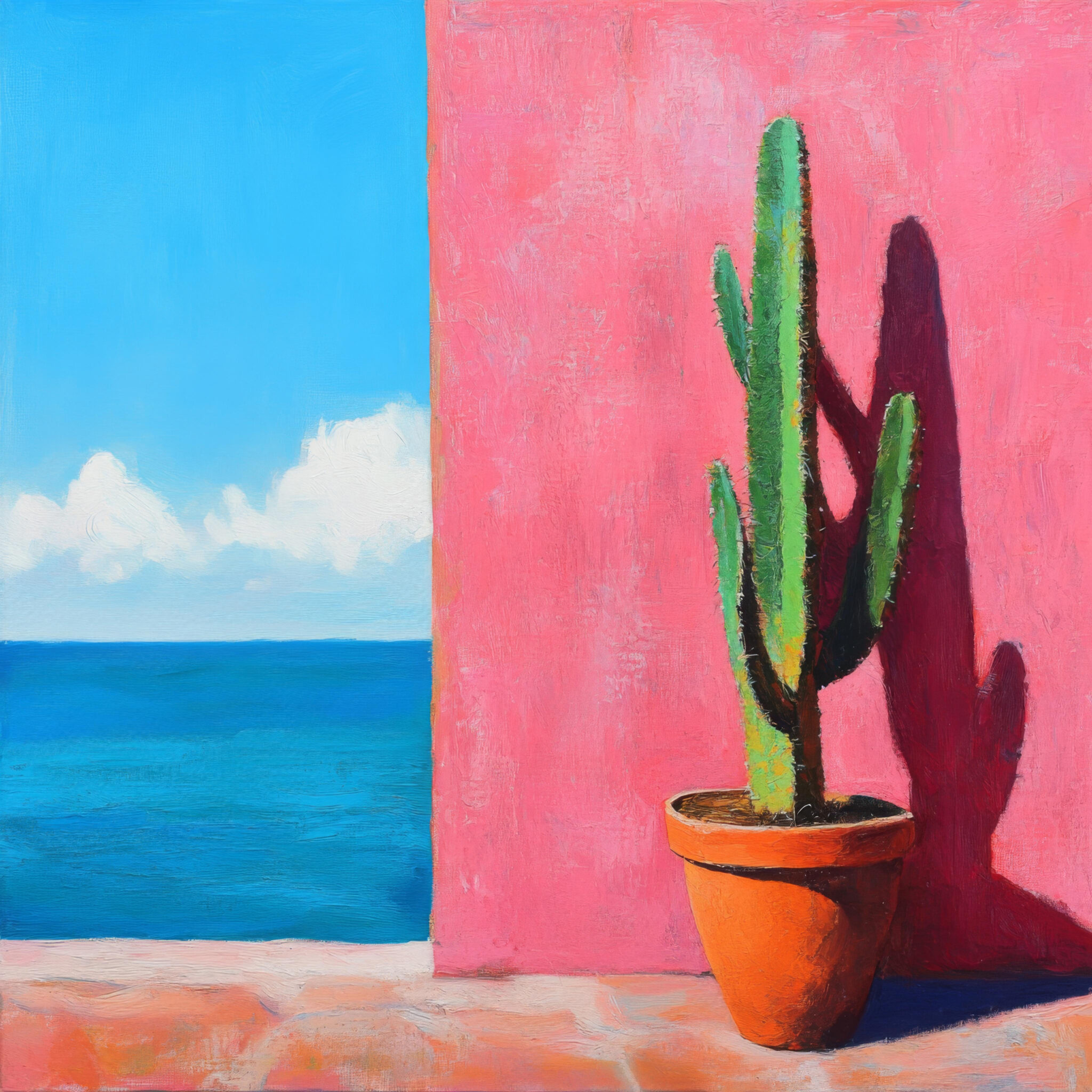 Malerei Poster Kaktus grün rosa