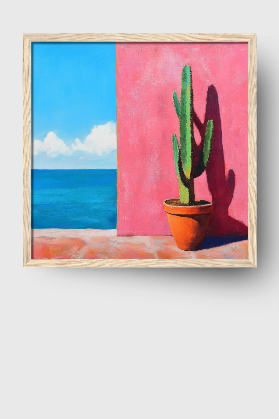 Malerei Poster Kaktus grün rosa