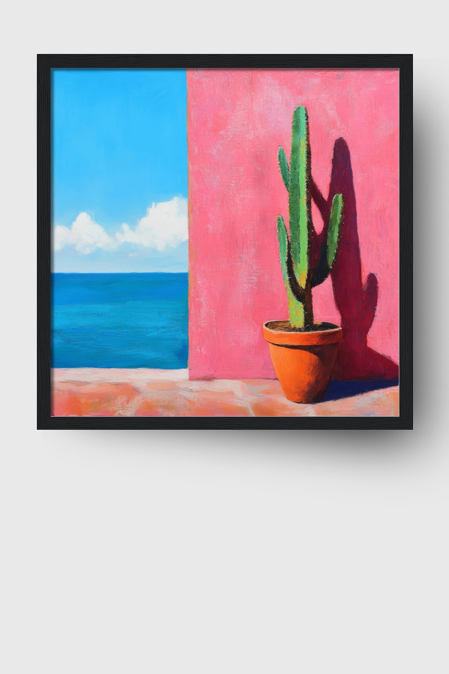 Malerei Poster Kaktus grün rosa